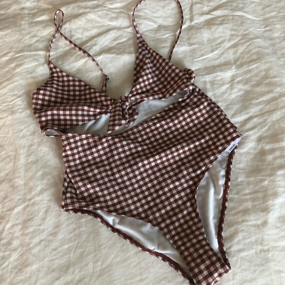 Topshop Gingham One-Piece Swimsuit